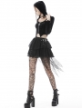 Black Gothic Punk Lace Irregular Net Mini Skirt