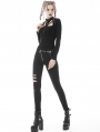 Black Gothic Punk Daily Wear Long Sleeve T-Shirt for Women