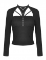 Black Gothic Punk Daily Wear Long Sleeve T-Shirt for Women