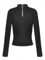 Black Gothic Punk Daily Wear Long Sleeve T-Shirt for Women