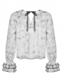 White Gothic Moon Sweet Doll Collar Daily Wear Long Sleeve Blouse for Women