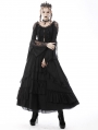 Black Gothic Irregular Frilly Tasseled Long Trumpet Sleeve Top for Women