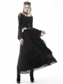 Black Gothic Irregular Frilly Tasseled Long Trumpet Sleeve Top for Women