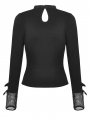 Black Gothic Punk Daily Wear Long Sleeves T-Shirt for Women