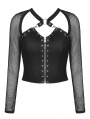 Black Gothic Punk Metal Daily Wear Long Sleeve T-Shirt for Women
