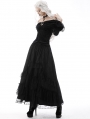 Black Gothic Vintage Off-the-Shoulder Velvet Embossing Long Sleeve Top for Women