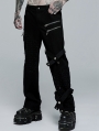 Black Gothic Punk Daily Wear Long Rivet Trousers for Men
