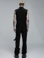 Black Gothic Punk Daily Wear Long Rivet Trousers for Men