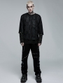 Black Gothic Punk Metal Buckle Long Straight Trousers for Men