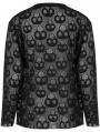 Black Gothic Daily Wear Skull Mesh Long Sleeve T-Shirt for Men