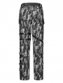 Black and White Gothic Punk Metal Buckle Long Straight Trousers for Men