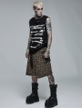 Black Gothic Punk Daily Wear Skeleton Printing Sleeveless T-Shirt for Men