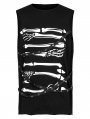 Black Gothic Punk Daily Wear Skeleton Printing Sleeveless T-Shirt for Men
