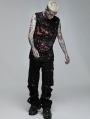 Black and Red Gothic Punk Daily Wear Printing Sleeveless T-Shirt for Men