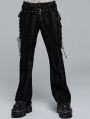 Black Gothic Punk Daily Wear Dark Texture Flared Trousers for Men