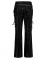 Black Gothic Punk Daily Wear Dark Texture Flared Trousers for Men