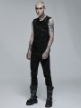 Black Gothic Punk Mesh Sleeveless Tank Top for Men