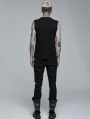 Black Gothic Punk Mesh Sleeveless Tank Top for Men