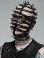 Black Gothic Punk PU Leather Pointed Cone Head Cover for Men