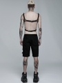 Black Gothic Punk PU Leather Cross Belt Harness for Men