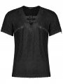 Black Gothic Punk V-Neck Mesh Short Sleeve T-Shirt for Men