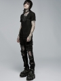 Black Gothic Punk Broken Mesh Decadent Long Trousers for Men