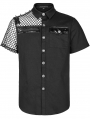 Black Gothic Punk Asymmetric Stitching Short Sleeve Shirt for Men