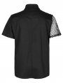 Black Gothic Punk Asymmetric Stitching Short Sleeve Shirt for Men