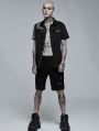 Black Gothic Punk Daily Wear Denim Shorts for Men