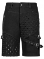 Black Gothic Punk Daily Wear Denim Shorts for Men