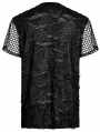 Black Gothic Daily Wear Knitted Broken Holes Short Sleeve T-Shirt for Men