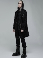 Black Gothic Punk Military Decadent Pins Hooded Trench Coat for Men