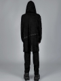 Black Gothic Punk Military Decadent Pins Hooded Trench Coat for Men