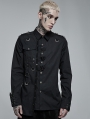 Black Gothic Punk Asymmetric Long Sleeve Shirt for Men