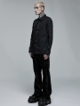 Black Gothic Punk Asymmetric Long Sleeve Shirt for Men