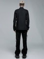 Black Gothic Punk Asymmetric Long Sleeve Shirt for Men