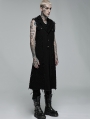 Black Gothic Punk Rivet Broken Holes Long Vest for Men