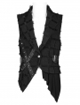 Black Gothic Punk Hollow Out Rivet Belt Asymmetric Vest for Men