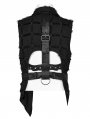 Black Gothic Punk Hollow Out Rivet Belt Asymmetric Vest for Men