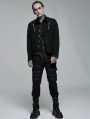 Black Gothic Punk Mesh Rugged Daily Wear Short Jacket for Men