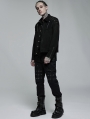 Black Gothic Punk Mesh Rugged Daily Wear Short Jacket for Men