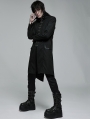 Black Gothic Handsome Skeleton Embroidered Medium Length Jacket for Men