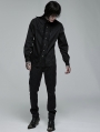 Black Vintage Gothic Lace Applique Long Sleeve Shirt for Men
