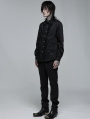 Black Vintage Gothic Lace Applique Long Sleeve Shirt for Men