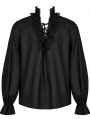 Black Vintage Gothic Skeleton Embroidered Long Sleeve Shirt for Men