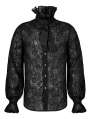 Black Vintage Gothic Dark Textured Shirt with Detachable Bowtie for Men