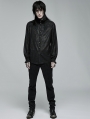 Black Vintage Gothic Chiffon Jacquard Long Sleeve Shirt for Men