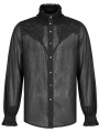 Black Vintage Gothic Chiffon Jacquard Long Sleeve Shirt for Men