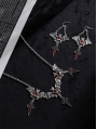 Vintage Gothic Punk Metal Vampire Bat Cross Pendant Necklace