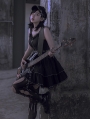 Imperial Song Black Gothic Lolita JSK Dress with Detachable Sleeves